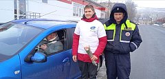 Акция «Цветы для автоледи» прошла в Лысых Горах