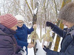 Сотрудники и волонтеры Лысогорского комплексного центра социального обслуживания организовали экологическую акцию «Доброта не знает границ – делаем кормушки для птиц!»
