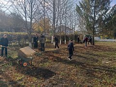 Ученики школы № 1 р. п. Лысые Горы навели порядок на пришкольном участке